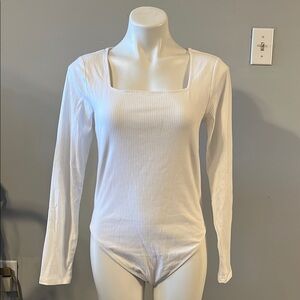 NWT Old Navy White Long Sleeve Ribbed Bodysuit